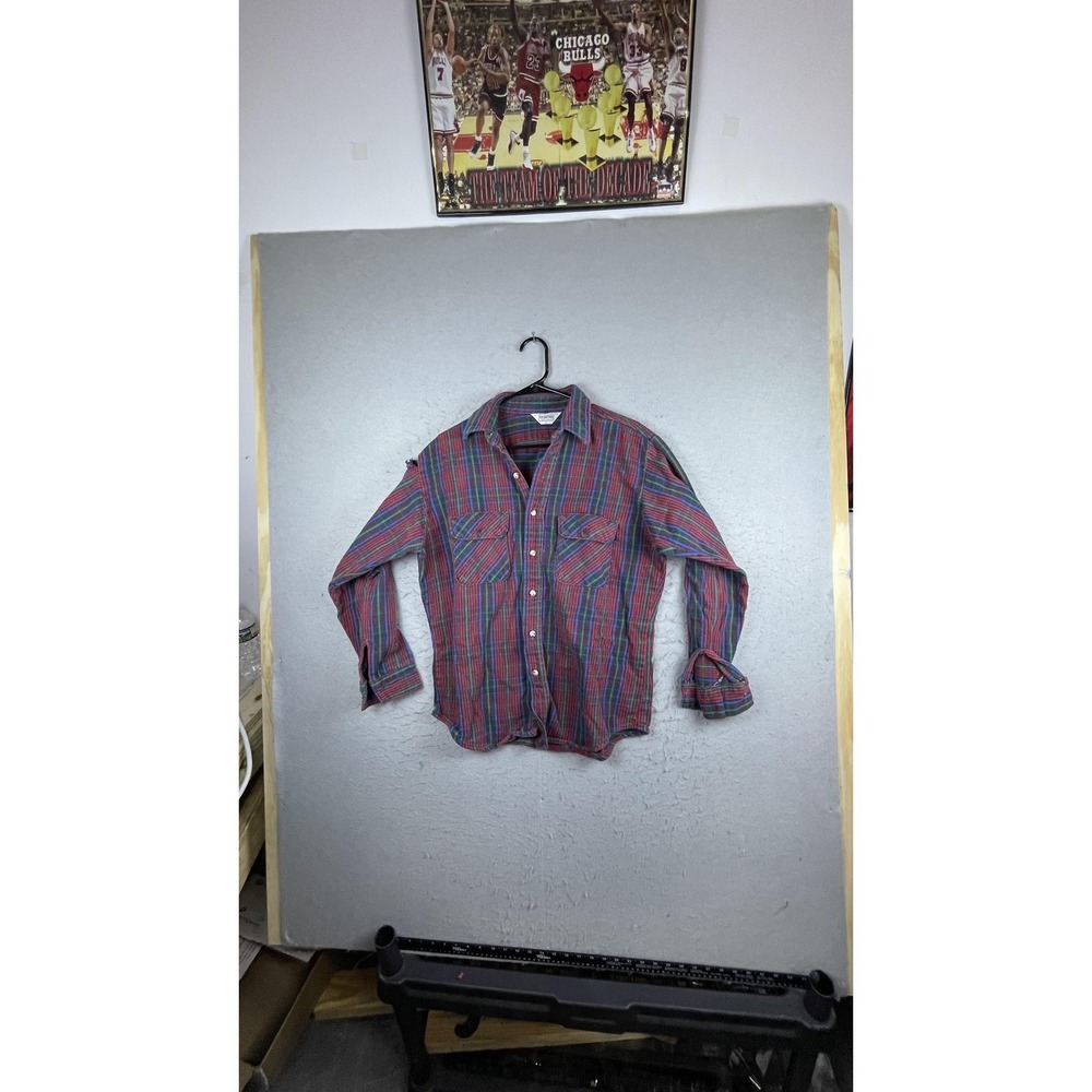 FIVEBROTHER Shirt Mens Large Multicolor Plaid Long Sleeve Button Front Flannel